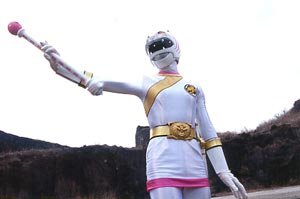 White Ranger attacking with her Tiger Baton